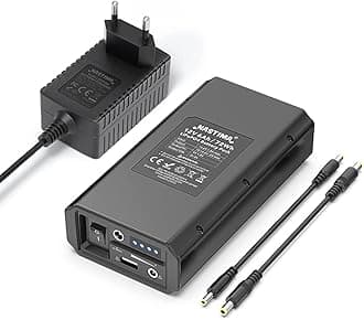 NASTIMA 12V 6000mAh Lithium Iron Phosphate Power Bank with 14.6V 1.5A Charger, 2000 Cycles 12.8V 6AH LiFePo4 Rechargeable Battery with DC 12V 9V and 5V USB Output for LED Strip, CCTV Camera, Mobile