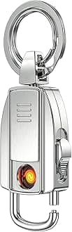 Electric USB Keychain Lighter Silver (Free 2 Tungsten Coil)