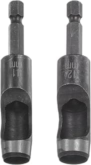 HARFINGTON Leather Hollow Punch Set 1/4 Hex Shank for Drills, 11mm 12mm Dia Rotary Hole Punches for Thick Fabrics Leathercraft Working