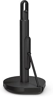 simplehuman Tension Arm Standing Paper Towel Holder, Heavy-Duty, Easy One-Handed Tear, Kitchen Countertop, Black Stainless Steel