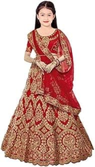 DIZVU Girls lehengha choli Tafeta satin new kids Lehenga Choli 3-16 YEAR