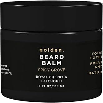 Golden Grooming Beard Balm | Unique Masculine Scent | Shea Butter for Beard Growth | Tames, Moisturizes & Styles – Spicy Grove, 4oz