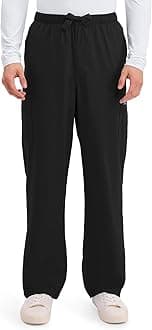 Scrub Pants for Men Cargo Nursing Bottom with Zip Fly, 7 Pockets, Elastic Waist & 2-Way Stretch Fabric – 4243