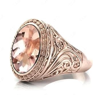 Gemstone Wedding Signet Ring For Men 18K Gold Gemstone 10Ct - 17x12mm With Genuine Moissanite Ring Unique Men Engagement Ring