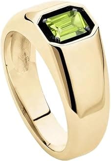 10K 14K 18K Gold Men's 2 Carat Emerald Cut Gemstone Ring Custom Gemstone Birthstone Pinky Ring for Men Jewelry Gift for Him