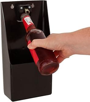 Beaumont Plastic TM Pub Bar Stand-Up/Wall Mounted Bottle Opener and Catcher, Black, 30cm x 15.2cm x 8.6cm