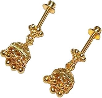 Traditional Golden Maharashtrian clip on Bugdi Earrings(1175)
