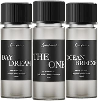 Scentiment Hotel Diffuser Oil Discovery Kit | Inspired by 1 Hotel® Ritz-Carlton® & Luxury Hotel Scents | Aromatherapy Oils with Notes of Cardamom, Tuscan Leather, and Sandalwood (20ml, Top 3 Scents)