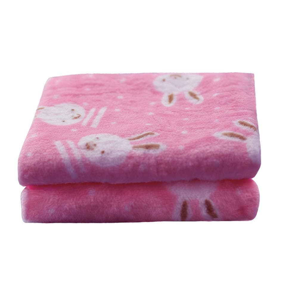 ANIAC Pet Soft Throw Blanket with Cute Rabbit Pattern Fluffy and Warm Bed Covers for Dogs Cats and Other Animals (29.9 Inch21.5 Inch, Pink)