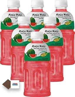 Mogu Mogu Flavored Drinks 6x320ml, Many Flavours To Choose - Nata De Coco Juice - Refreshing Taste - Fun Drinking During Hot Summers Or Take Them On Trips & Picnics Boxed Treatz (6, Watermelon)