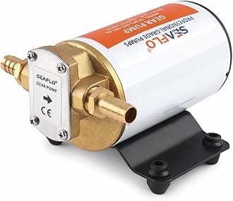 12V Self Priming Impeller Gear Pump - 3.2 GPM Oil Change Diesel Fuel Transfer Pump, Reversible Flow, Copper Impeller, Rugged Metal Gears, Self Priming Design, 4 Year Warranty