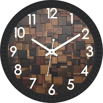 Wall Clock for Home | Decorative Brown Check Printed Wall Clock with Analog Battery | Silent Movement Wall Clock for Living Room/Kitchen/Bedroom/Office (Brown Check)