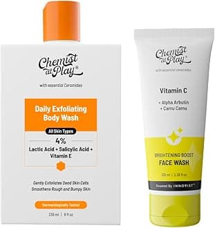1% Salicylic Acid Exfoliating Body Wash 236ml + Brightening Boost Face Wash with 30x Vitamin C 100 ml