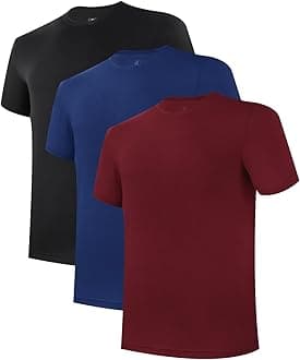 BAMBOO COOL Mens Undershirts Pack, Soft T Shirts for Men, Moisture Wicking Tees, Stretchy Breathable Crew Neck Inner Shirt