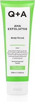 Q+AAHA Exfoliator Body Scrub (250ml), Exfoliating Body Scrub with AHA and Lactic & Glycolic Acid, Smooths Rough Dry Skin, Brightens & Hydrates, Vanilla & Coconut Scent