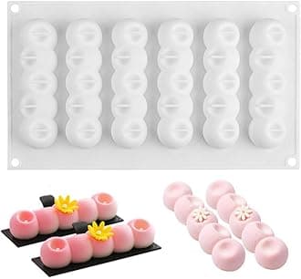 OCPO KITCHEN Eclair Silicone Mold for Baking Mousse Cake, French Dessert, Pastry, Chocolate, Ice Cream, Cake Decoration Mold, 3D Long Strip Flower Shape (6-Cavity)