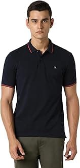 - Men's Cotton Solid Regular Fit Collar Polo T-Shirt