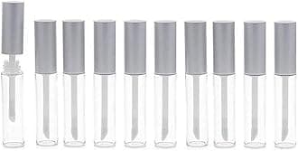 erioctry 10PCS 10ml Empty Clear Lip Gloss Containers for Lipstick Samples Lip Balms Mini Refillable Travel Empty Lipgloss Bottle Tube Vials Containers with Bar Silver Lid (Transparent,Silver Lid)