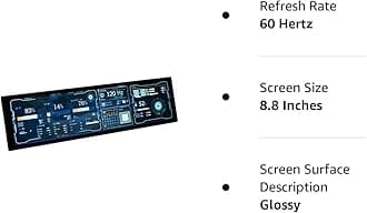EDIY 8.8 Inch Computer Secondary Screen PC Temperature Display with Case CPU Temperature Monitor 1920x480 LED IPS Sub Screen AIDA64 PC CPU RAM Data Monitor, white