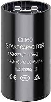 189-227 uf/MFD 110-125 VAC Round Start Capacitor ±20% 50/60 Hz CD60 Round Motor Well Pump Start Capacitor (189-227 uf/MFD)
