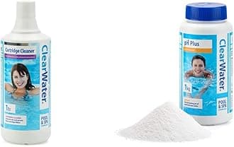 Clearwater CH0031 Filter Cartridge Cleaner Solution for Hot Tubs and Swimming Pools, Up to 20 Uses, 1 Litre & CH0005 PH Plus Increaser for Swimming Pool and Spa Treatment