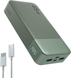 Portable Charger, 20000mAh Power Bank, 45W Power Bank Fast Charging, Battery Pack with C to C Cable, Battery Bank with Digital Display for iPhone Android Laptop etc(Green)