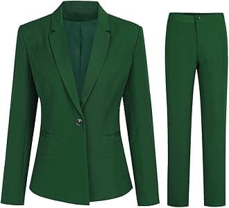 YUNCLOS Women's 2 Piece Office Lady Business Suit Set Slim Fit Blazer Pant