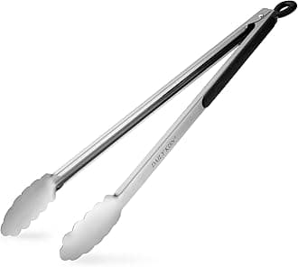 Grill Tongs, 17 Inch Extra Long Kitchen Tongs, Premium Stainless Steel Tongs for Cooking, Grilling, Barbecue/BBQ, Buffet (17" 1PC)