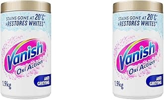 Vanish Gold Oxi Action Stain Remover & Whitening Booster Powder For Whites 1.9 kg | Removes Tough Stains Even at 20°C | Restores Whiteness of Greyed Fabrics (Packaging May Vary) (Pack of 2)