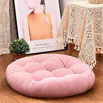 HIGOGOGO Round Solid Floor Pillow, Tufted Meditation Pillow for Seating on Floor Thick Seat Cushion Meditation Cushion for Yoga Living Room Sofa Balcony Outdoor, Pink, 22x22 Inch
