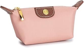 Womens Unique Change Purse Vintage Nylon Zip Coin Wallet Mini Bag (Light Pink)