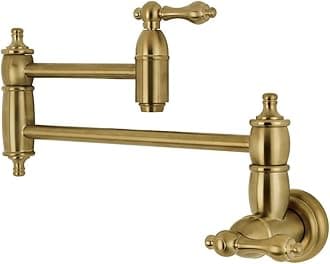 Kingston Brass KS3107AL Wall Mount Pot Filler Kitchen Faucet, Brushed Brass