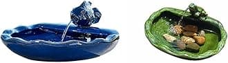 Smart Solar Ceramic Solar Koi and Frog Fountains Bundle | Powered by Solar Panels