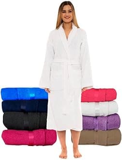 Towelling Bath Robe Premium Quality Bathrobes for Women Highly Absorbent 100% Cotton Shawl Design Perfect for Men & Women in Loungewear and Gifts