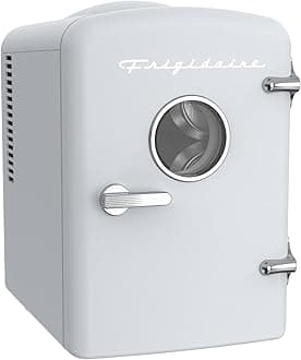 FrigidaireEFMIS129-WHITE, Mini Portable Fridge, 4 Litres Capacity, Chills Six 12oz Cans, 100% Freon-Free & Eco Friendly, Beverage Cooler- White