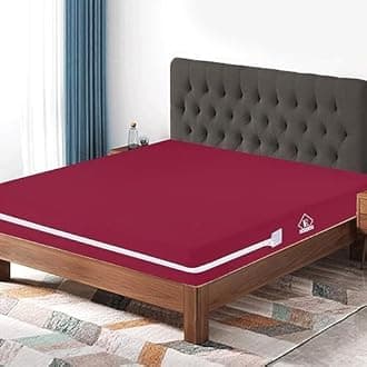 Waterproof Mattress Protector with Zipper Chain, Single Size (72x42 Inches)_with 6 Inch Drop Maroon, Zippered Mattress Encasement, Bed Cover, Six-Sided Edenwald Waterproof Mattress Protector