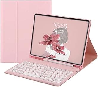 – Keyboard Case for Galaxy Tab S10 Lite/ S10 FE/ S9 FE 5G 10.9 Inch/Tab S9 11 Inch- Slim Folio Cover with S Pen Holder - Magnetically Detachable Keyboard (Pink)