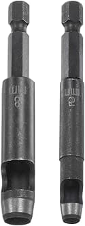 HARFINGTON 2pcs 5mm,8mm Leather Hollow Hole Punch 1/4" Hex Shank for Drills, Belt Hole Punch Punching Cutter Tool for Leathercraft Working