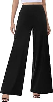 Wide Leg Palazzo Pants for Women - High Waist Casual Beach Lounge Pants Loose Flowy Pants Stretchy Trousers