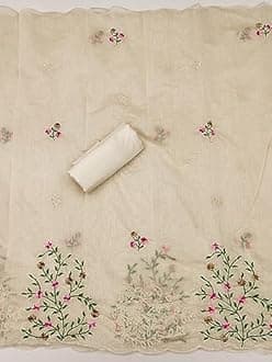 Pandadi Saree Women's Heavy Chanderi Embroidery Work Fancy Unstitched Salwar Suit Dress Material