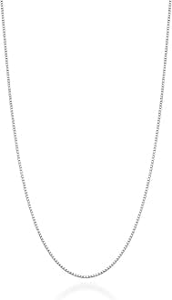 Miabella Italian 925 Sterling Silver 1mm Box Chain Necklace for Women, Thin Solid Necklace Made in Italy