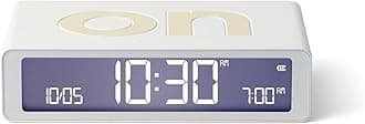 Lexon Flip Classic Digital Alarm Clock with Reversible On/Off Faces, Rechargeable bedside clock with LCD display, Touch Sensor for Snooze & Light function - Rubber White