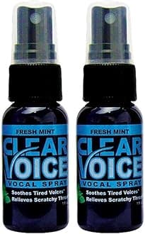 Clear Voice Oral Throat Spray Singing Ease Clarity Soothing Dampener Moisturizer Relief Vocal Eze Reducer Booster Treatment, Made in USA, Fresh Mint Flavor (2 Pack)