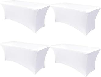 Obstal 6ft Stretch Spandex Table Cover - 4 Pack Universal Rectangular Fitted Tablecloth Protector for Wedding, Banquet and Party, White