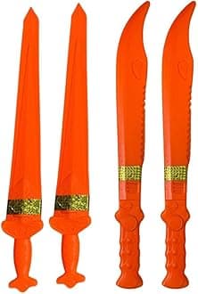 Vidhyapati Plastic Weapon Role Play Toy for Kids | Smooth Edges Activity Toy. (2-Khanjar/2-Talwar (Combo - 4 Pcs))