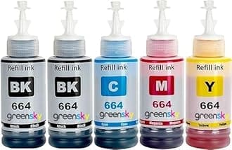 664 Black Refill Ink for Epson L130, L360, L380, L361, L565, L210, L220, L310, L350, L355, L365, L385, L405, L455, L485 Printers (ST+BK)