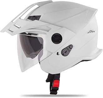 Steelbird SBH-23 GT Plus Open Face ISI Certified Helmet with Inner Sun Shield (Medium 580 MM, Dashing White)