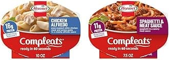 HORMEL COMPLEATS Chicken Alfredo Microwave Tray, 10 oz. (6 Pack) and HORMEL COMPLEATS Spaghetti & Meat Sauce Microwave Tray, 7.5 oz. (7 Pack)