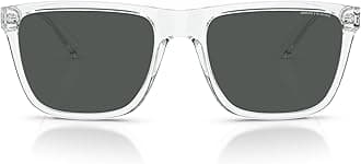 Men's Ax4104s Rectangular Sunglasses, Shiny Crystal/Dark Grey, 57 mm
