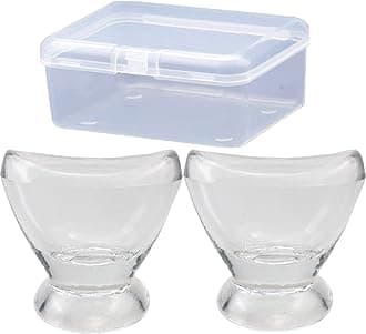 Boyizupha® 2Pcs Transparent Glass Eye Wash Cup for Eye Rinse,Cleansing with Storage Container,Set of 2